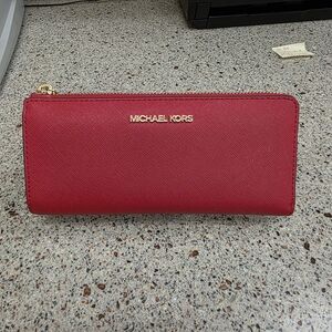 Michael Kors Three Quarter Zip Continental Wallet Christmas Red